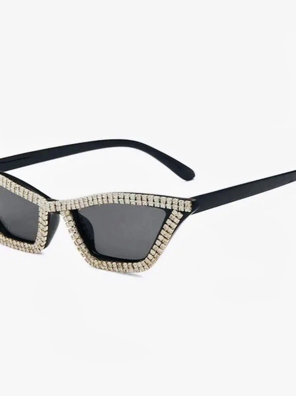 Rhinestone Cat Eye Sunglasses in Black & Silver  New - Picture 2 of 6